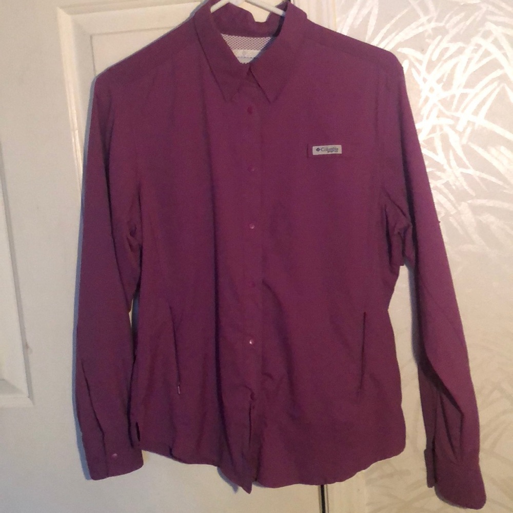 columbia button up net shirt